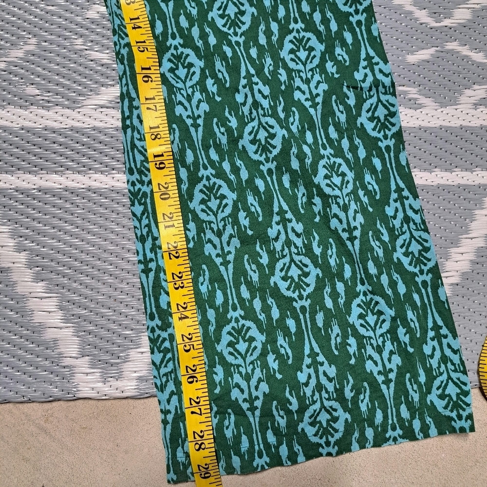 Zara Teal Wide Leg Cotton Pants with Textured Pattern‎ - Picture 7 of 9